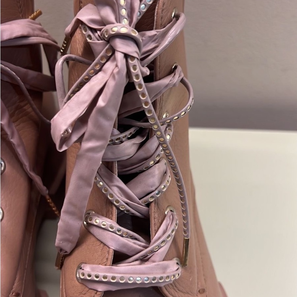 Unisex AGL Leather Tan Lace Up Boots made in Italy - Picture 2 of 7